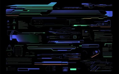Fototapete - An abstract UI hud interface with futuristic data processing screen analysis design template
