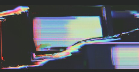 Leinwandbilder - HUD with Pixel Noise Glitch Error with video damage in an abstract digital user interface