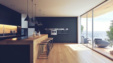 Modern Kitchen with a View