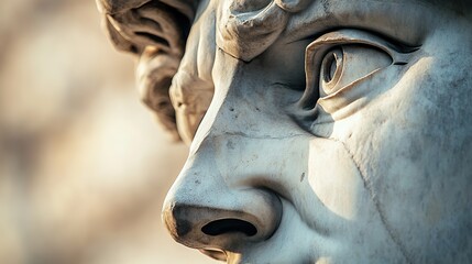 Wall Mural - Close-up of a marble sculpture's facial features.