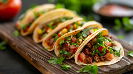 Canvas Print - Variety Mexican Tacos Seaside View Floating