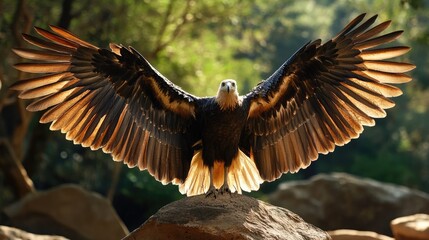 Wall Mural - White-bellied Sea Eagle with Wings Spread Wide