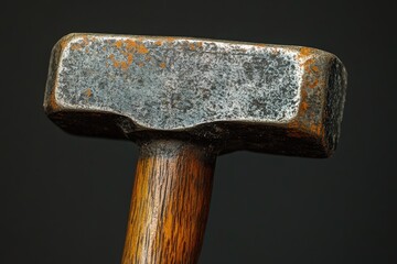 Wall Mural - Close-up of a Rusty Metal Hammer Head with Wooden Handle