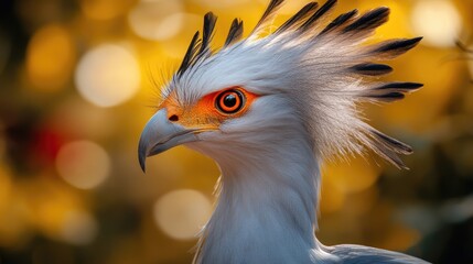 Wall Mural - Portrait of a Secretarybird with a Golden Bokeh