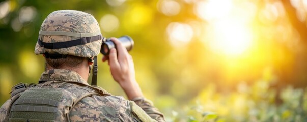 Army Man Using Binoculars