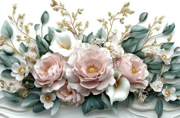 Aufkleber - The bouquet of flowers is isolated against a white background