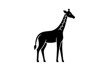 Wall Mural - Giraffe logo icon, simple vector art style, silhouette black vector art illustration