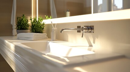 Sticker - Modern Bathroom Sink with Chrome Faucet