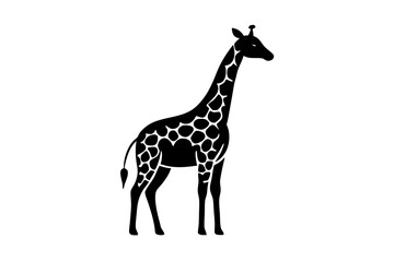 Canvas Print - Giraffe logo icon, simple vector art style, silhouette black vector art illustration