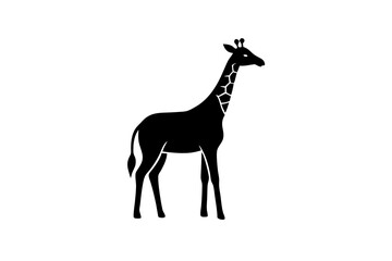 Canvas Print - Giraffe logo icon, simple vector art style, silhouette black vector art illustration