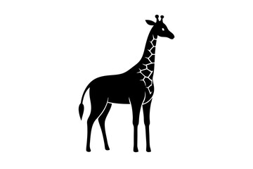 Canvas Print - Giraffe logo icon, simple vector art style, silhouette black vector art illustration