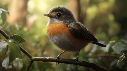 Wall Mural - A Tiny Bird Perched on a Branch