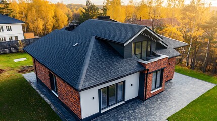 Poster - Modern Brick House with a Black Roof