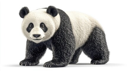 Wall Mural - Panda clipart, element, 3D illustration, realistic, isolated on white background