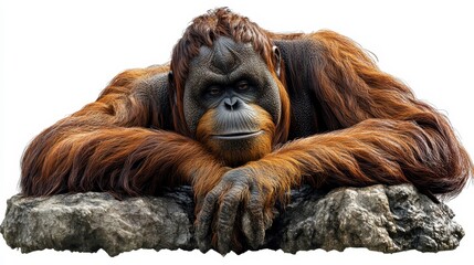 Orangutan clipart, element, 3D illustration, realistic, isolated on white background