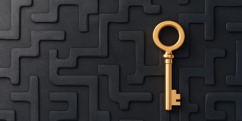 a golden key placed on a dark, textured surface, symbolizing access, security, and unlocking potenti