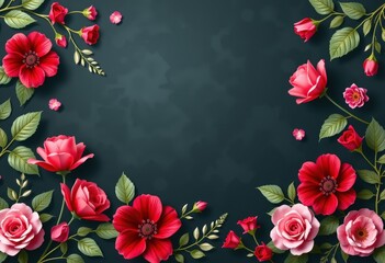 Wall Mural - frame with roses