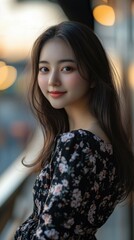 young beautiful korean girl standing half-turned smiling at camera --ar 9:16 --v 6.1 Job ID: bc8191e5-9bc8-4664-be89-54241e94c3ee