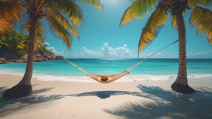 Tropical Paradise: Relaxing in a Hammock on a Pristine Beach