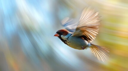 Sticker - A Bird in Flight Against a Blurry Background