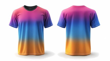 modern dynamic gradient color jersey for gaming, short sleeve mockup with front and back views isolated clean white backgroun