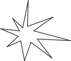 Wall Mural - y2k star shape. outline icon of abstract spark and shiny irregular flash burst. bling and twinkle ge