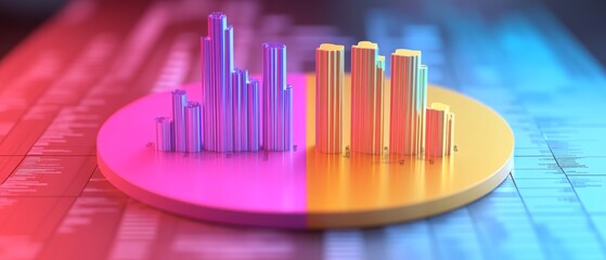 3d illustration highlighting competitive analysis with side-by-side charts, providing detailed metri