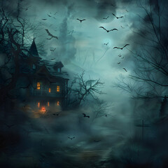 Sticker - Halloween theme wallpaper haunted house horror