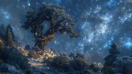 Twisted Timbers - Ancient Bristlecone Pines Beneath a Starry Canopy