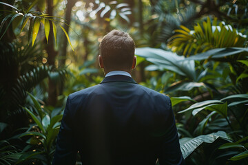 Poster - Successful business person man woman dressed luxury formal suit traveling corporate trip, Generative AI