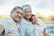 © KayExam/peopleimages.com - Family, selfie and senior people with park, woman and laugh with elderly parents from Brazil on lawn. Picnic, portrait and happy with bonding, love and care for social media an profile picture