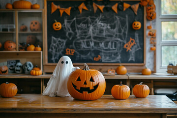 Wall Mural - Perfect seasonal themes pumpkins at Halloween event generative AI