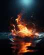 © misu - Fiery flames clash with surging water in a dynamic battle of elements.