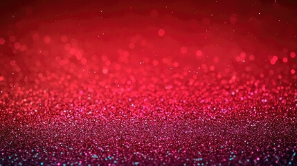 Wall Mural - Red christmas glitter background with stars. Festive glowing blurred texture.