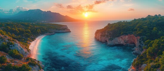 Wall Mural - Sunset Over the Mediterranean Sea