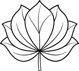 Wall Mural - Lotus leaf line art icon, vector illustration on white background