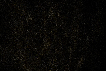 Wall Mural - Gold Glitter Texture Isolated on Black Background. Golden stardust. Amber Particles Color. Golden Rain. Vector Illustration, Eps 10.	