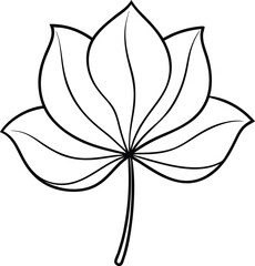 Wall Mural - Lotus leaf line art icon, vector illustration on white background