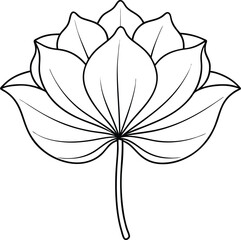 Wall Mural - Lotus leaf line art icon, vector illustration on white background