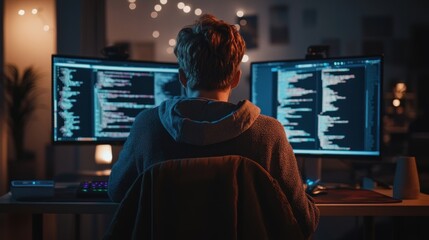 Programmer Working Late at Night