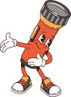 © Buch&Bee - Cartoon flashlight retro groovy travel character, camp and tourism personage. Isolated vector anthropomorphic tourist light equipment wearing sneakers, invite for camping with friendly face expression