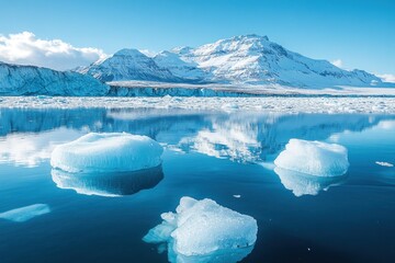 Poster - Frozen Landscape with Icebergs