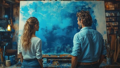 Canvas Print - Couple admiring a painting