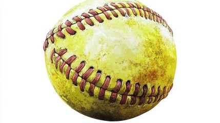 Wall Mural - Softball clipart, element, 3D illustration, realistic, isolated on white background