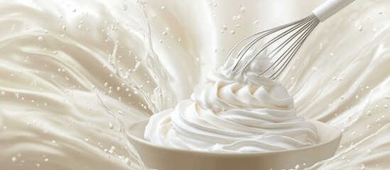 Poster for the National Whipped Cream day with space for text. Made of whipped cream with whisk