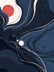 Poster - Abstract Swirls of Blue, White, and Red