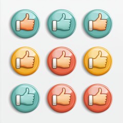 Wall Mural - A set of thumbs up icons in different colors.