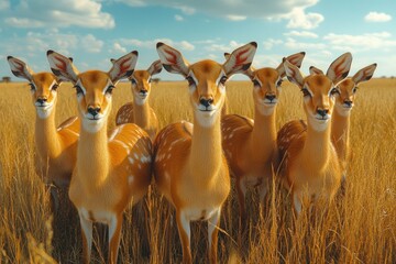 Wall Mural - Group of Impala Antelopes in the African Savanna