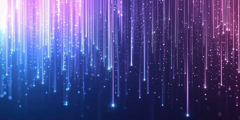 Wall Mural - purple and blue gradient lights arranged in vertical lines with glowing dots, creating an abstract f