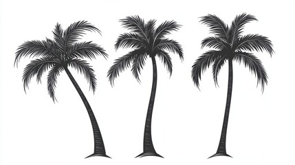 Vector illustration of coconut tree with leaf closeup view